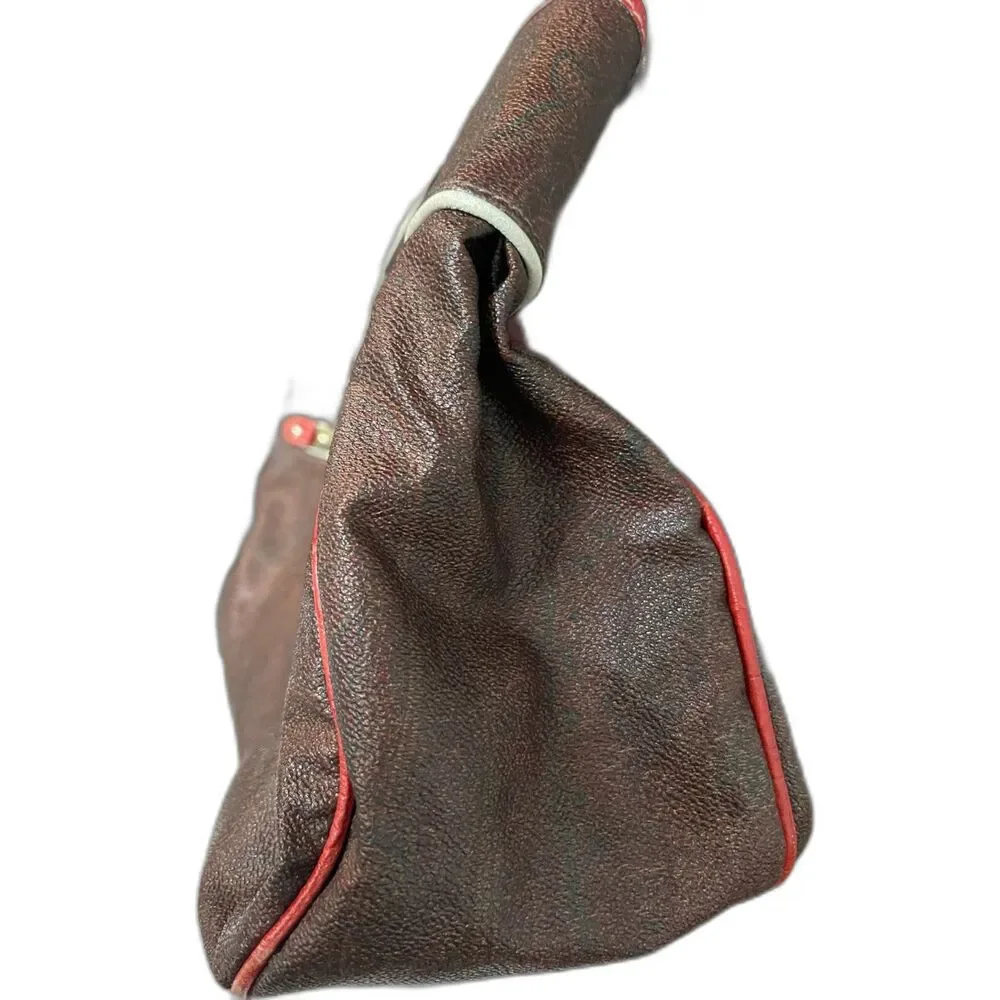 ETRO brown-and-red-cream top-handle bag  Crocodile Vintage Paisley